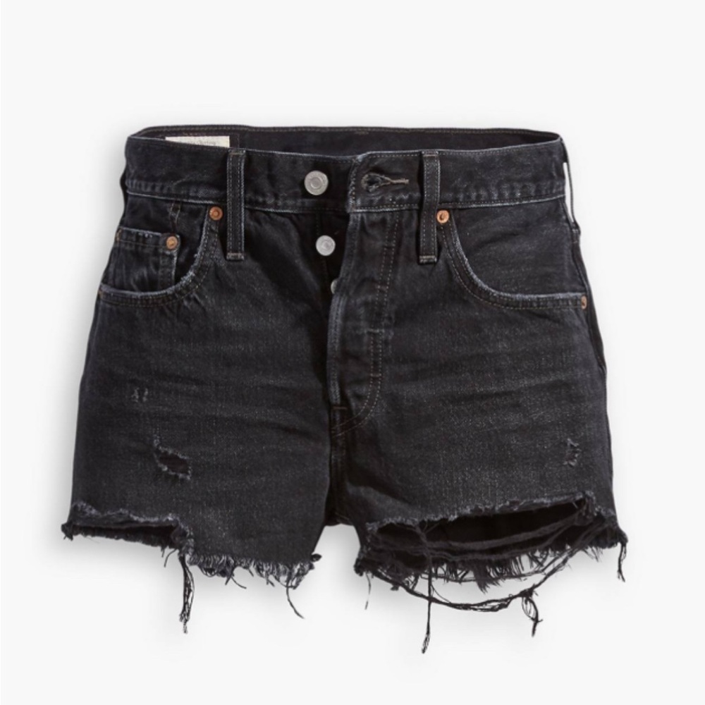 Levi's Black Jean Shorts Distressed Cut-Off Style